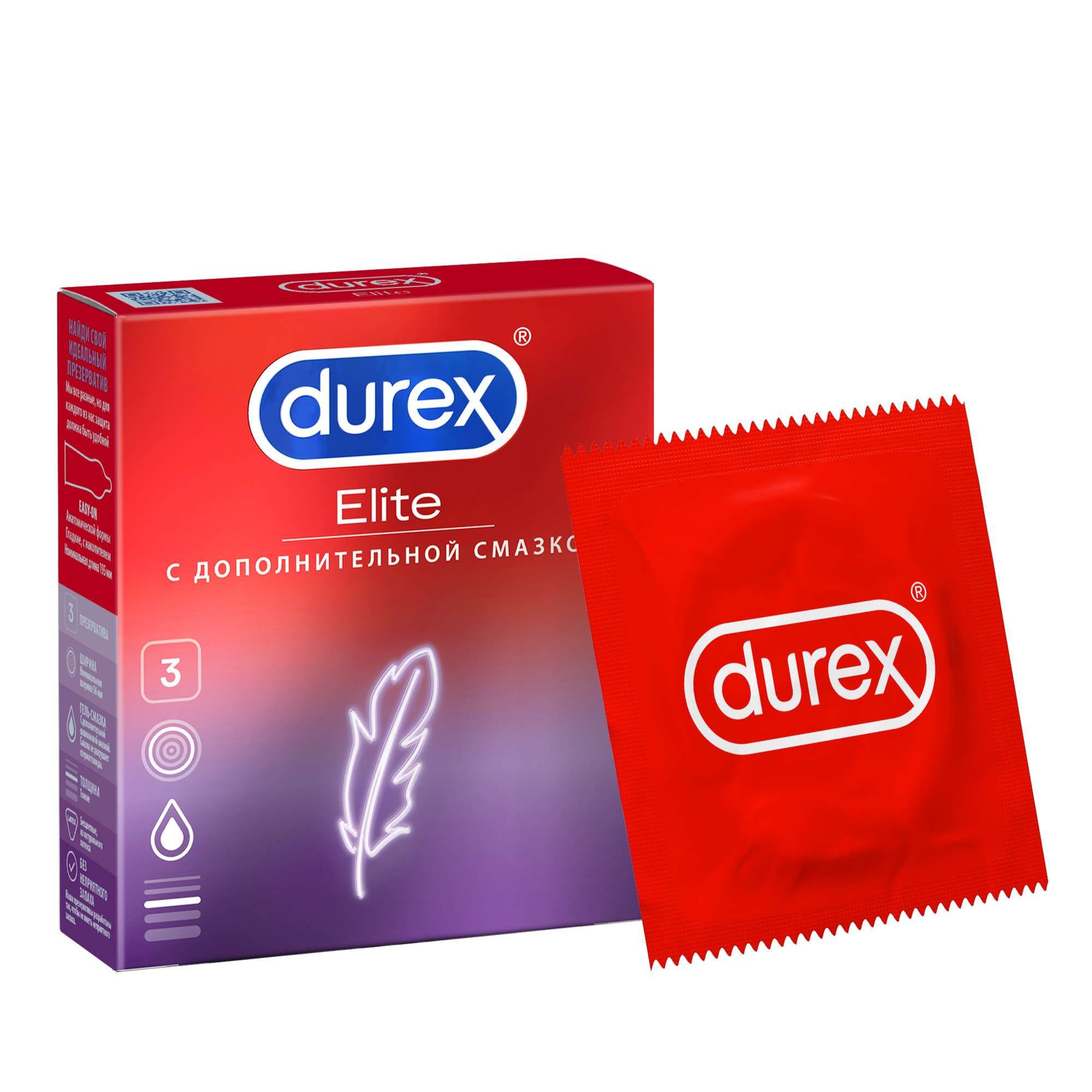 Изображение товара Презервативы сверхтонкие Elite Durex 3 шт с дополнительной смазкой