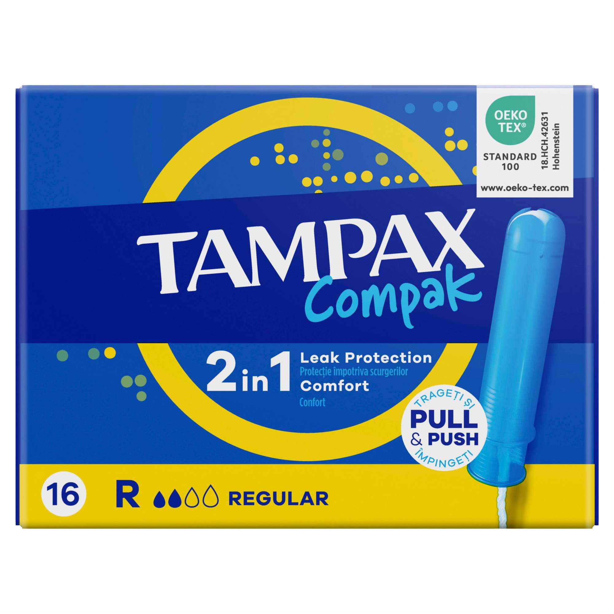 Изображение товара Тампоны Tampax Compak Regular 16 шт. компактный аппликатор безопасные материалы
