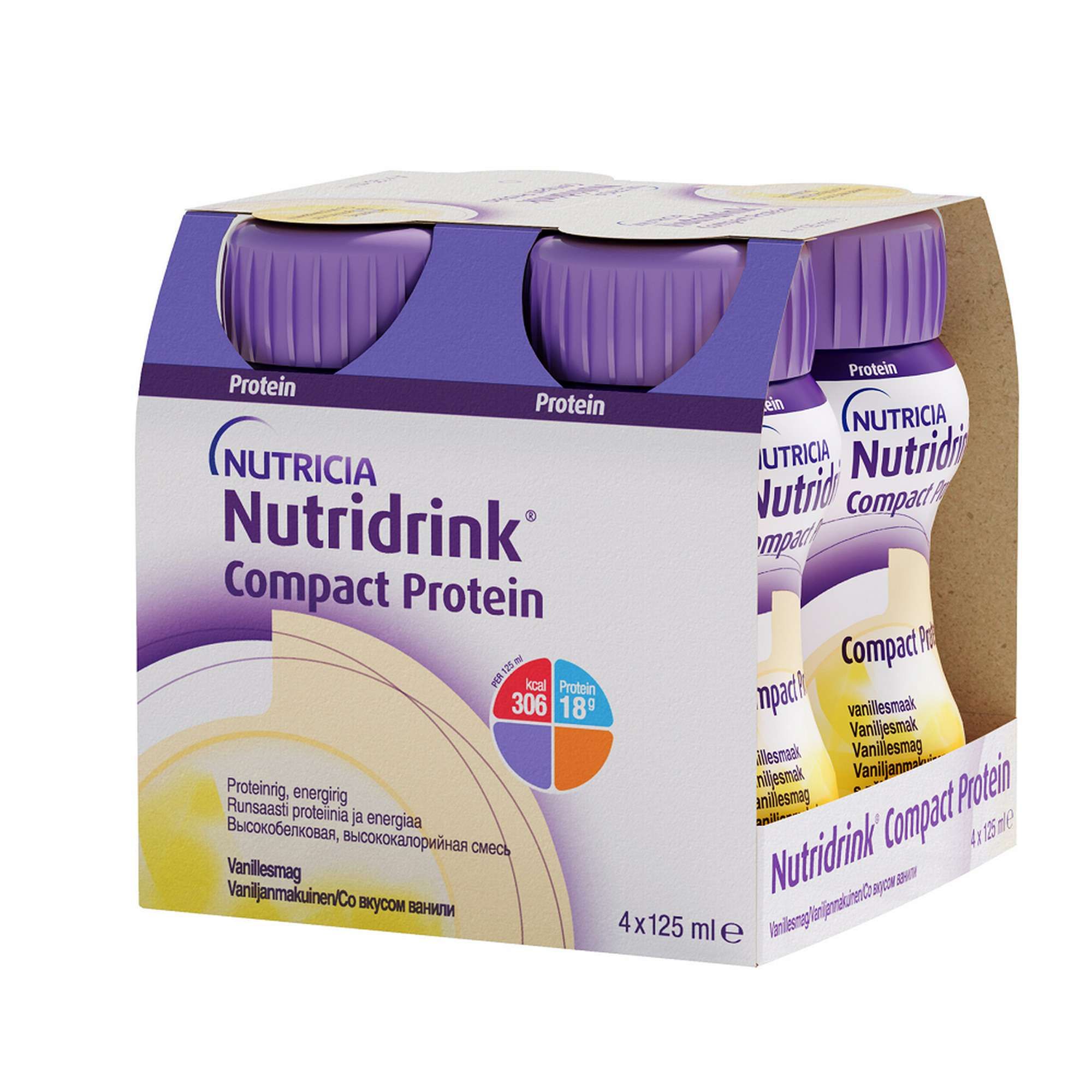 Изображение товара Высокобелковое диетическое питание Nutridrink Компакт Протеин ваниль 125мл 4 шт Изображение товара Высокобелковое диетическое питание Nutridrink Компакт Протеин ваниль 125мл 4 шт