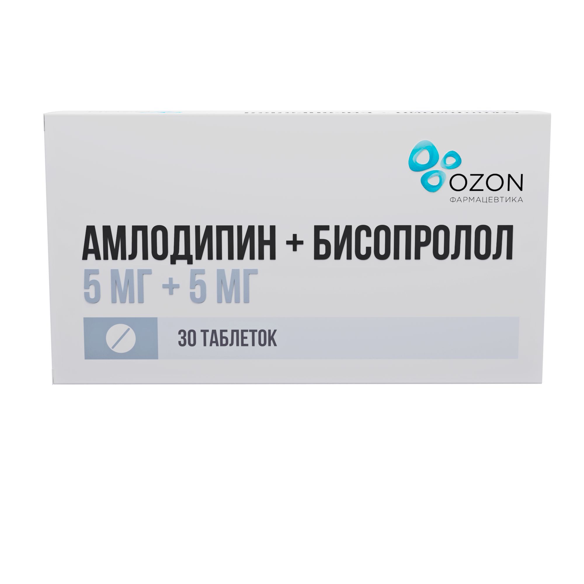 Изображение товара Амлодипин+Бисопролол таблетки 5мг+5мг 30шт