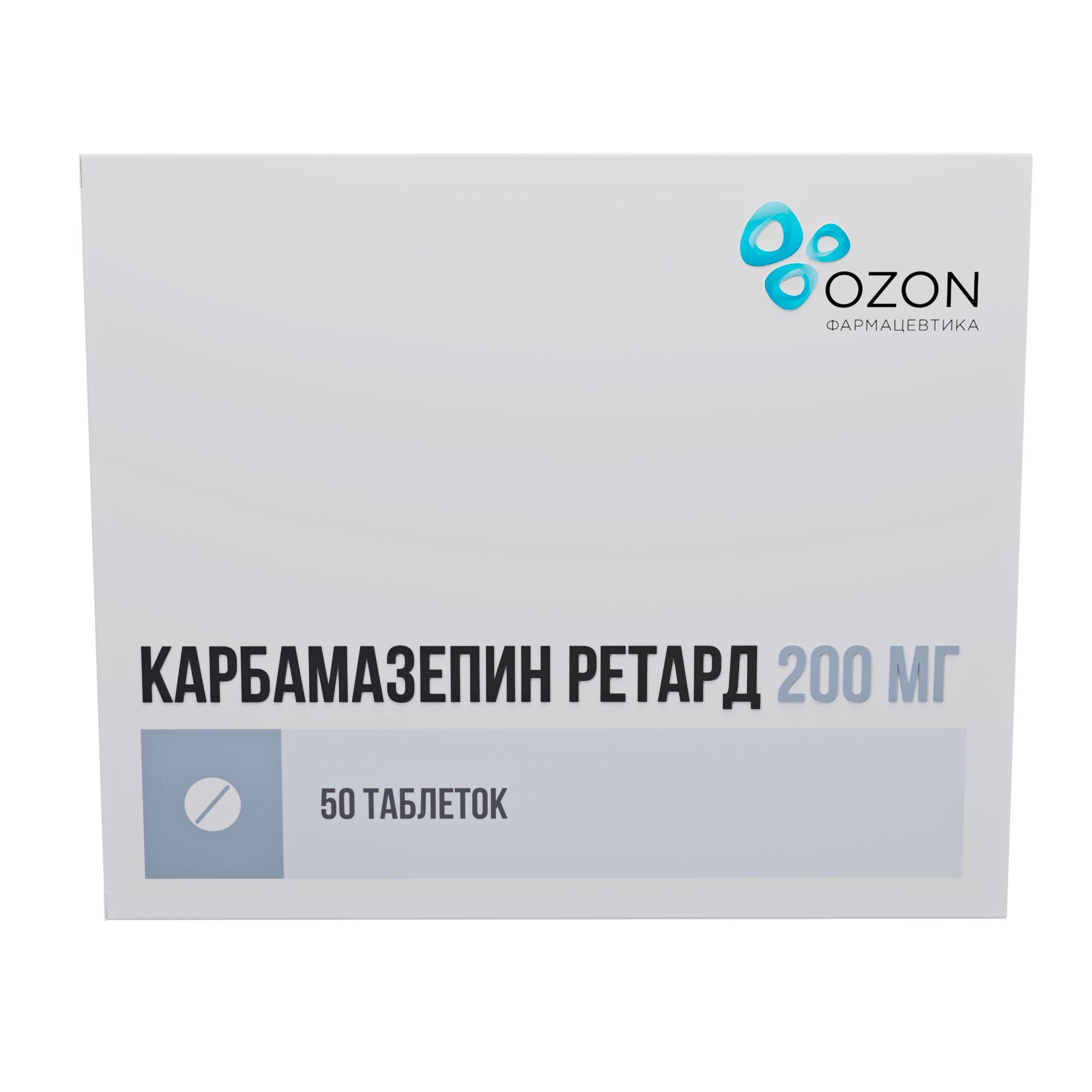 Изображение товара Карбамазепин ретард таблетки с пролонгированным высвобождением 200мг 50шт