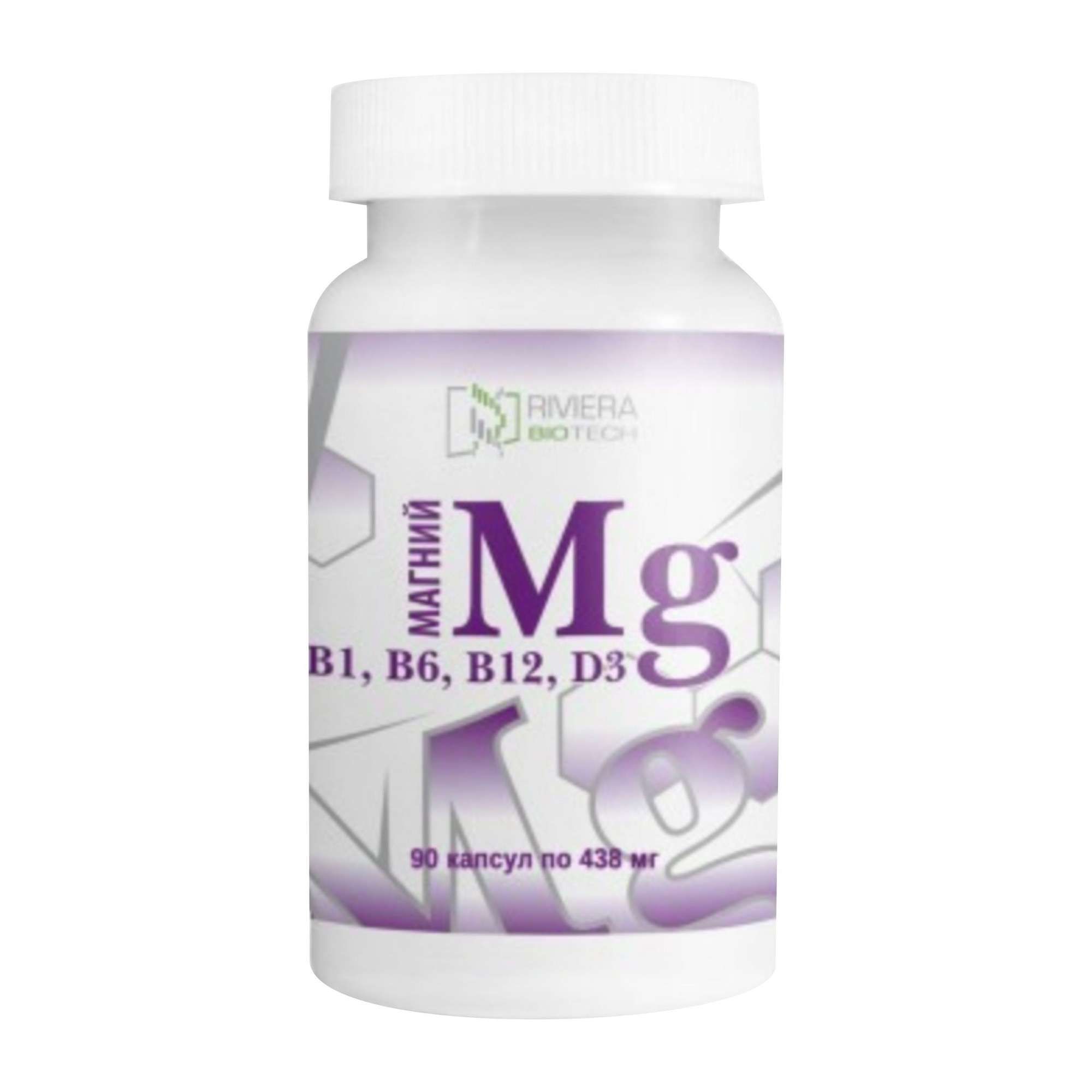 Изображение товара Магний Витамины В1 В6 В12 Д3 438мг 90 капсул Riviera Biotech