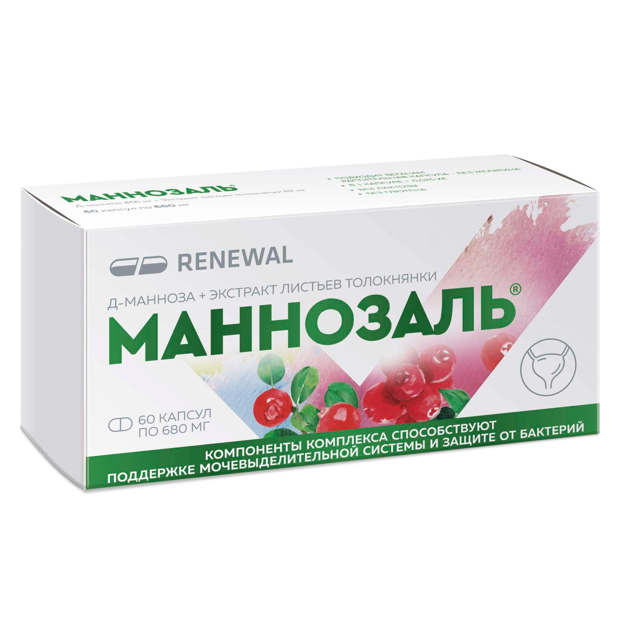 Изображение товара Маннозаль Renewal капсулы 680 мг 60 шт дляsupports мочевыделительной системы