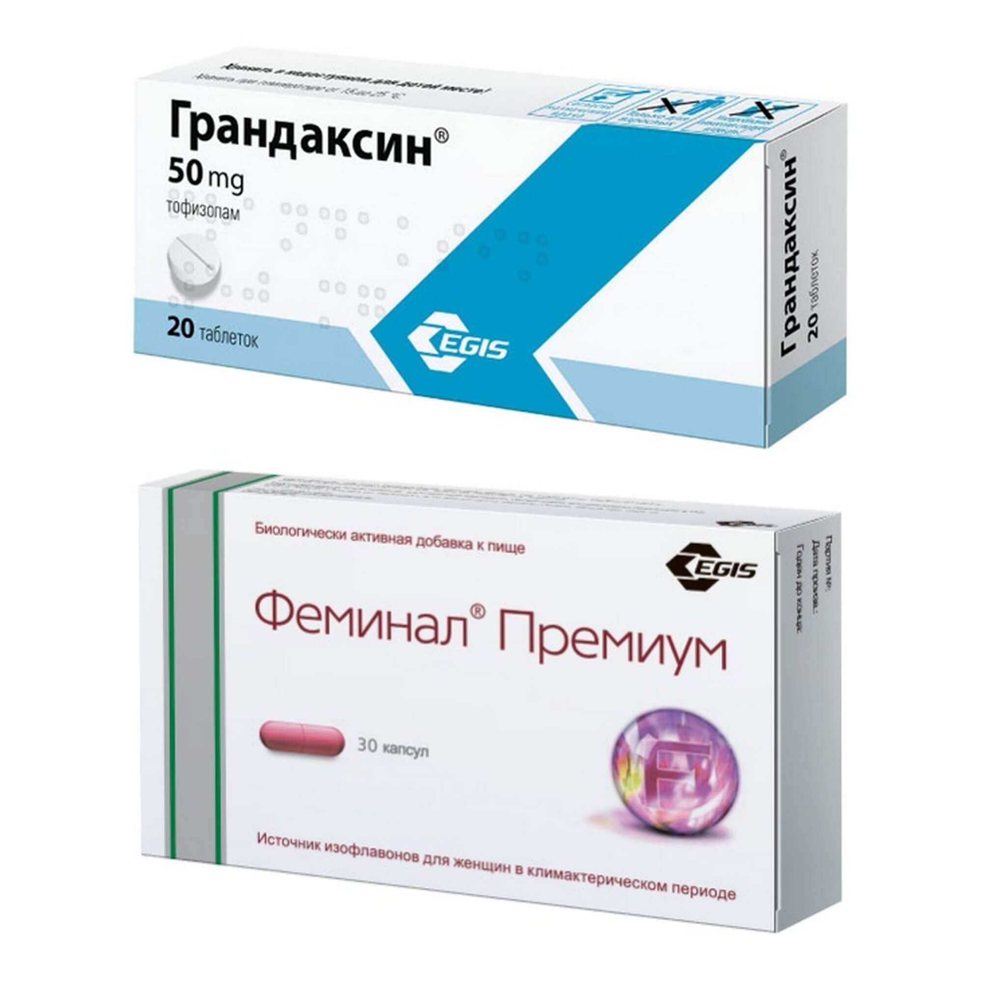 Изображение товара 1X Феминал Премиум капсулы 221мг + Грандаксин таблетки 50мг 20шт