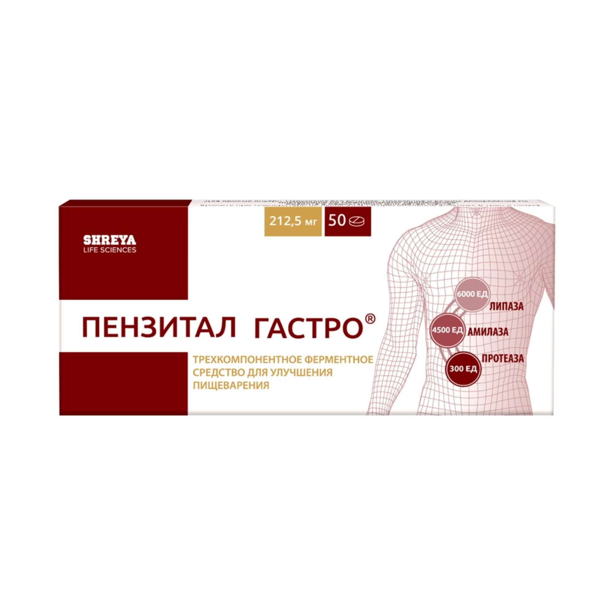 Изображение товара Пензитал Гастро таблетки кишечнорастворимые, покрытые оболочкой 50шт