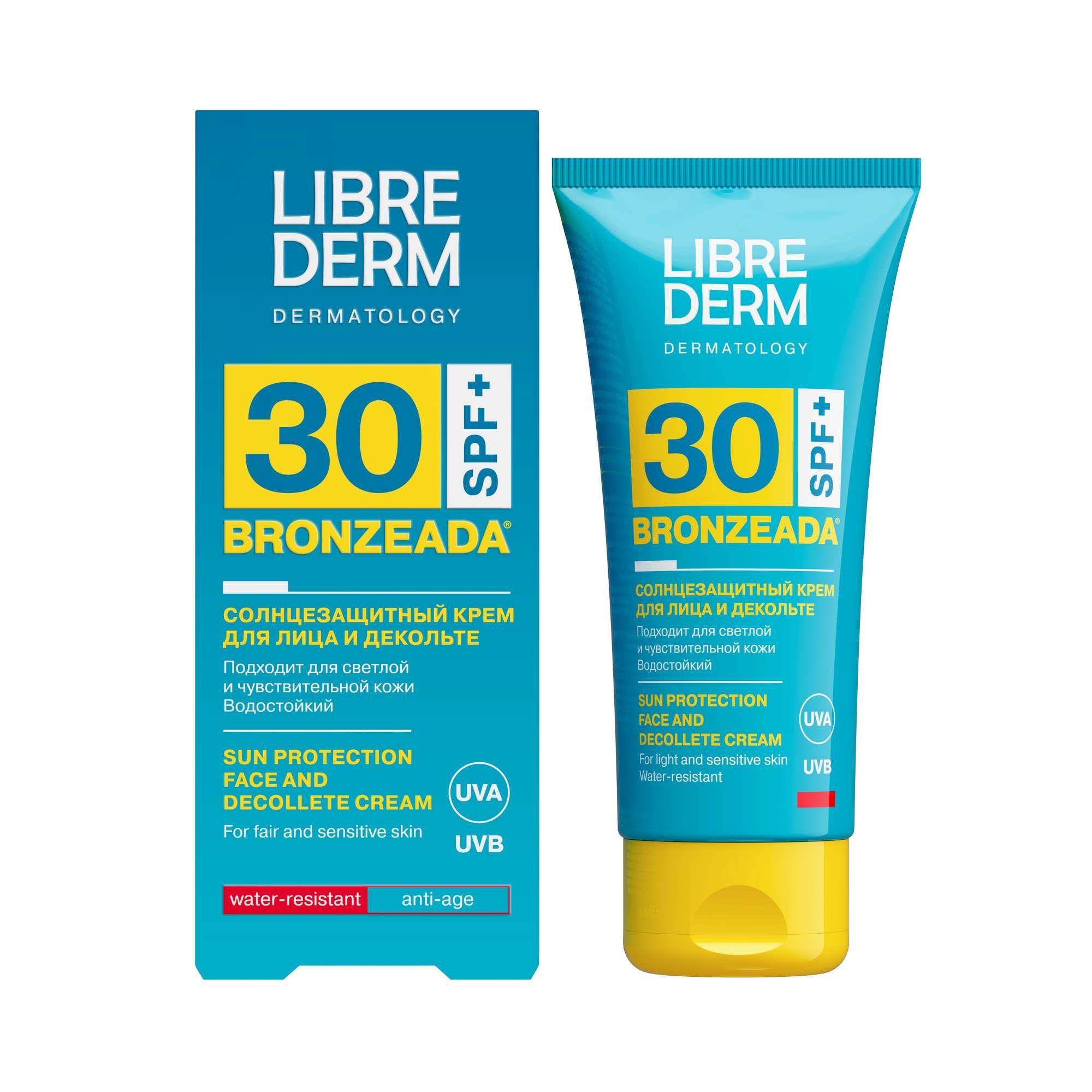 Изображение товара Крем солнцезащитный Librederm Bronzeada SPF30 для лица и декольте 50 мл