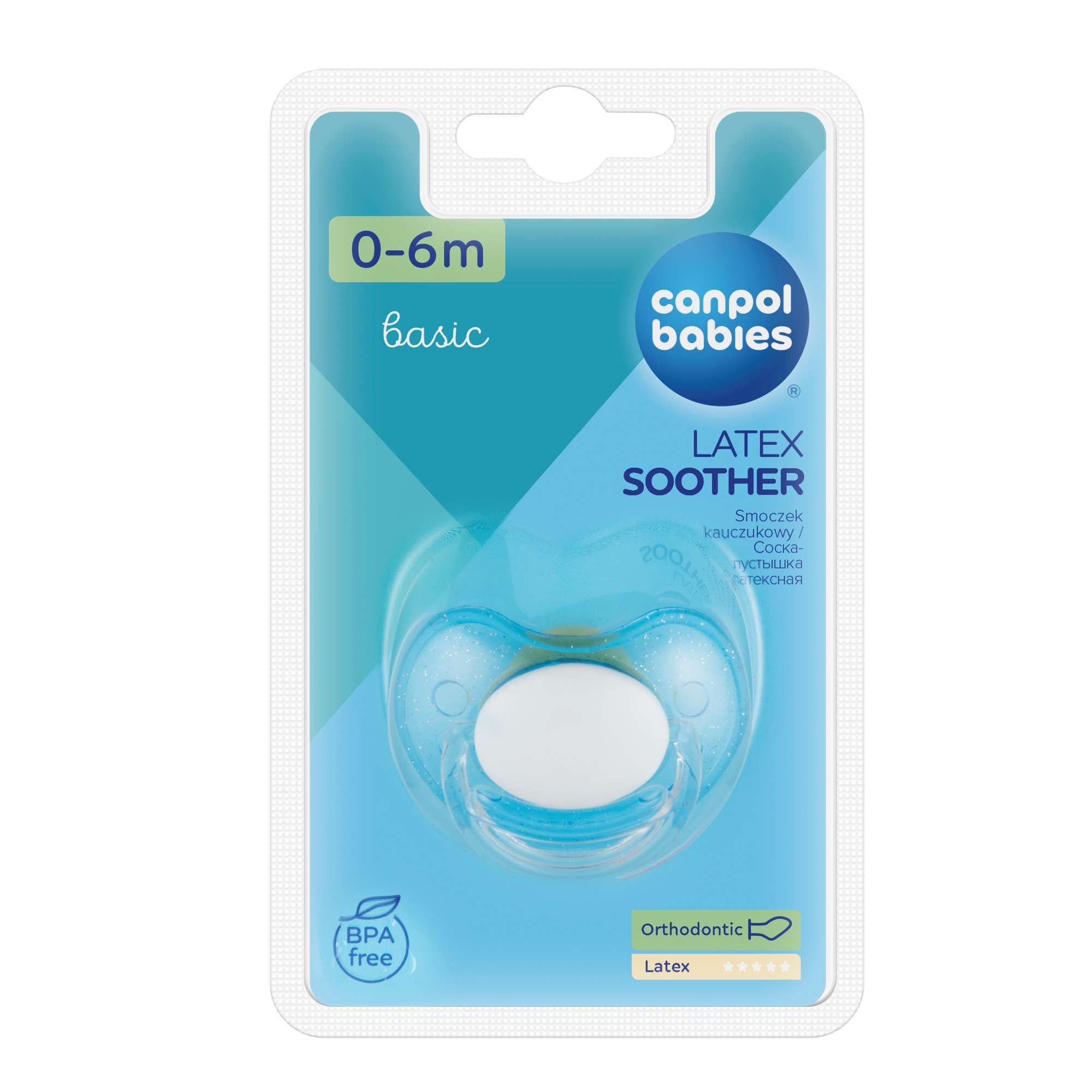 Изображение товара Соска-пустышка латексная ортодонтитческая 0-6 мес. Basic Babies Canpol/Канпол (22/425)