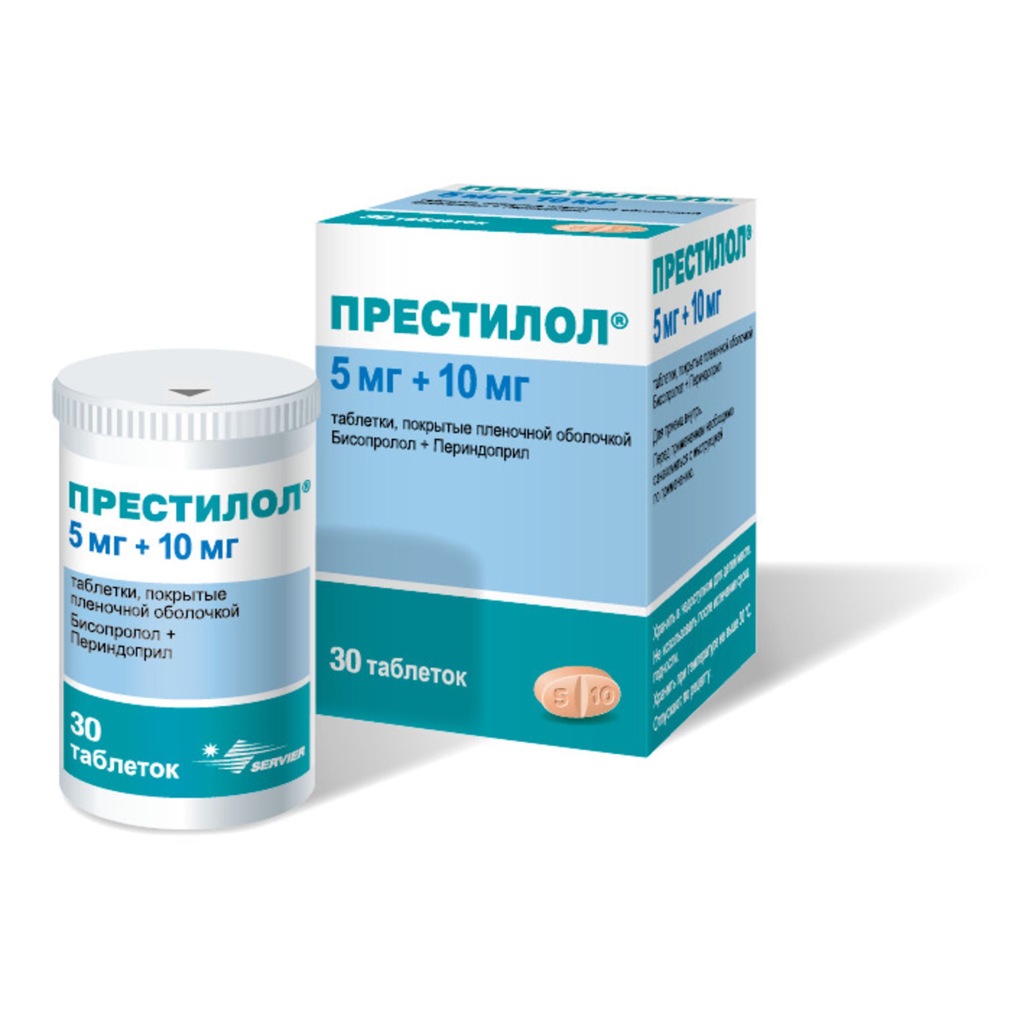 Изображение товара Престилол таблетки 5 мг+10 мг 30 шт для гипертензии и сердечной недостаточности