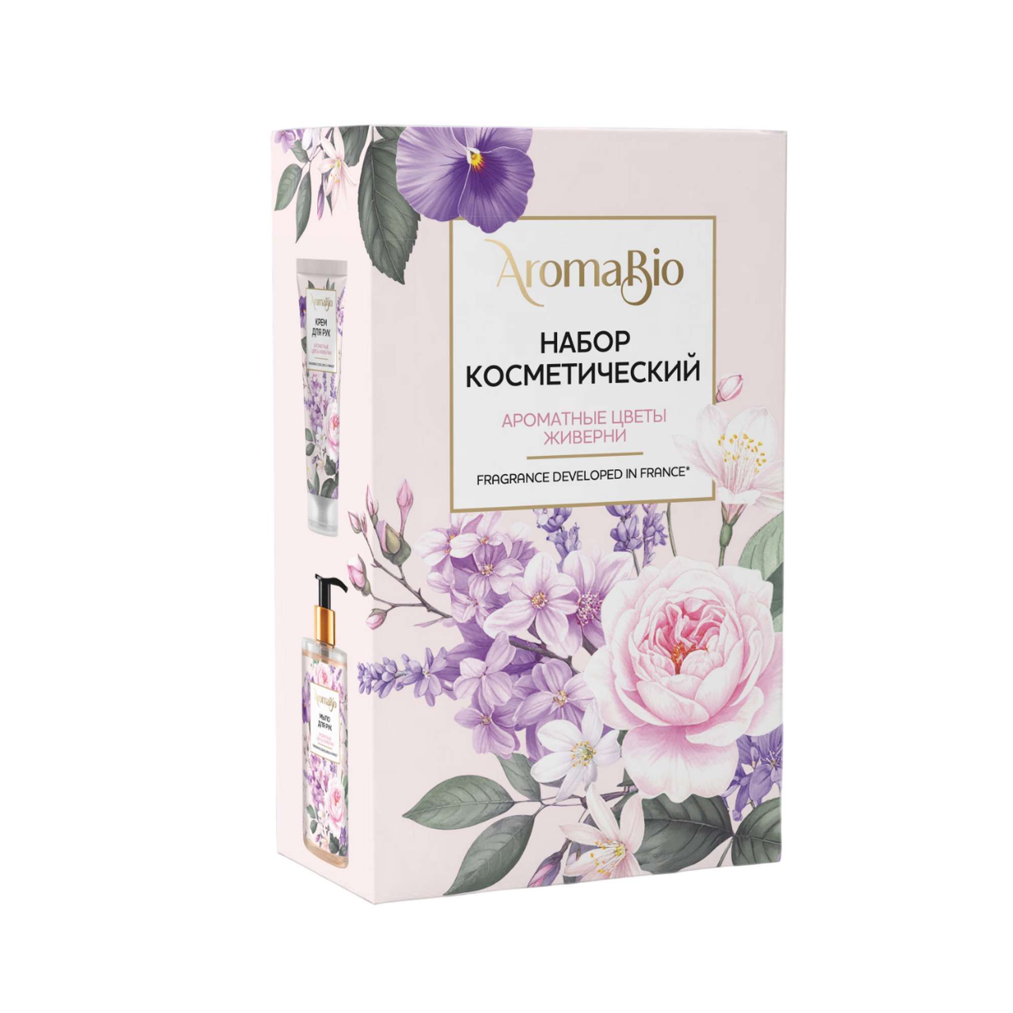 Изображение товара Набор AromaBio/АромаБио: Мыло 290мл+Крем для рук ароматные цветы живерни 75мл