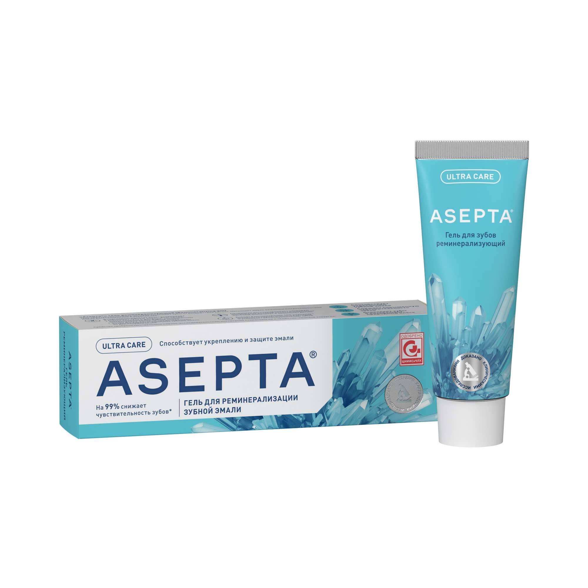 Изображение товара Реминерализующий гель для зубов Асепта 40г укрепляет эмаль и снижает чувствительность