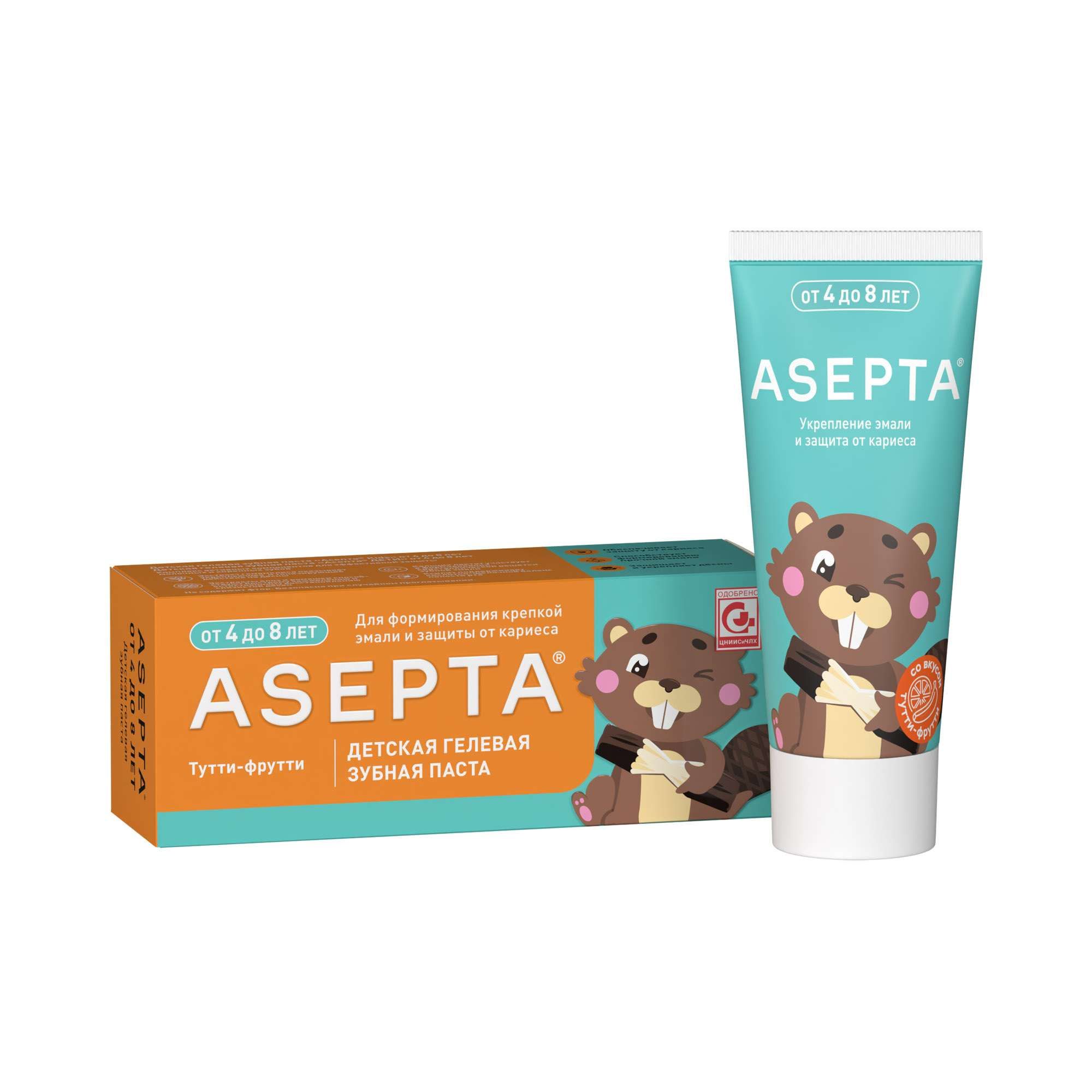 Изображение товара Гелевая зубная паста для детей Асепта 50 мл без фтора