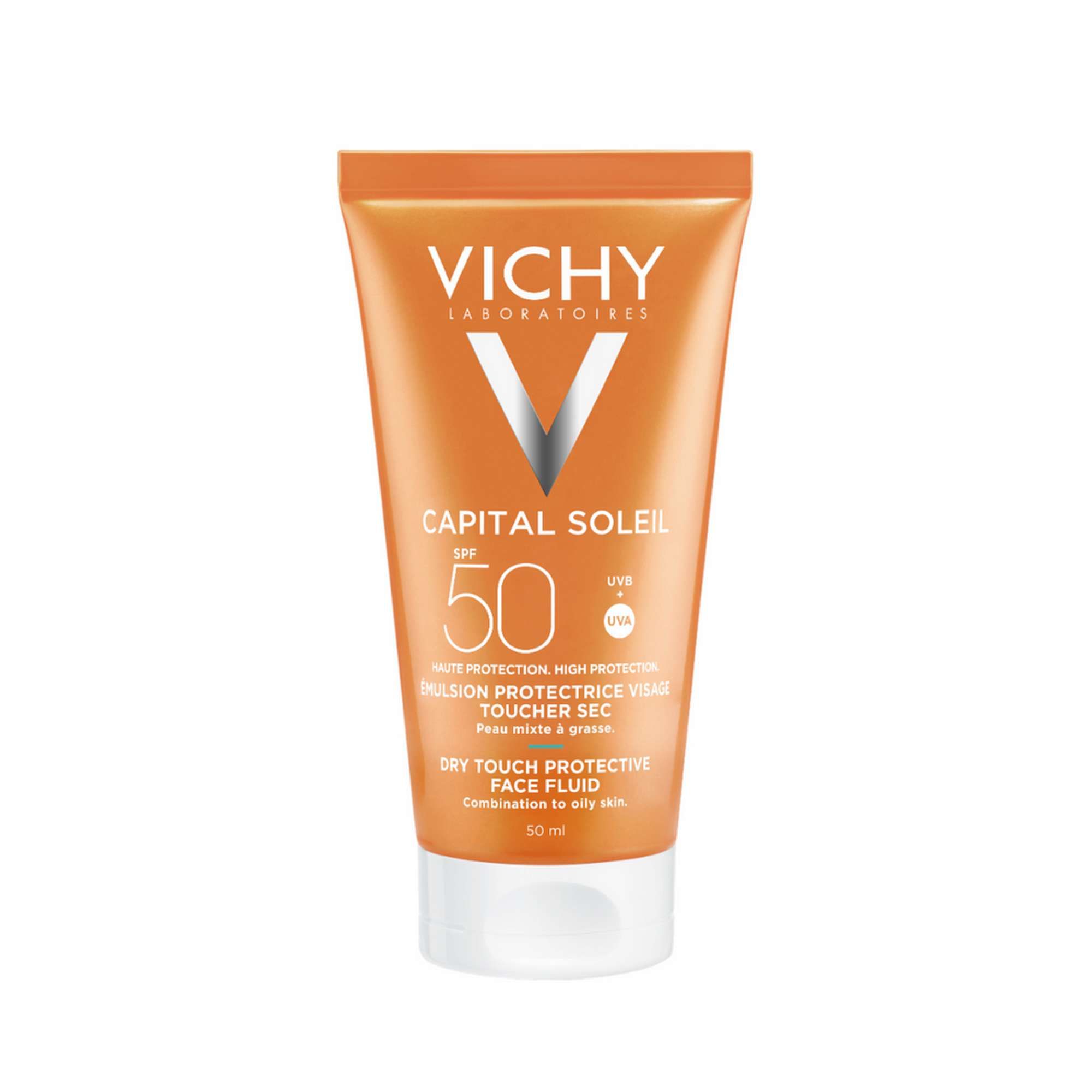 Изображение товара Эмульсия для лица матирующая SPF50 Dry touch Vichy 50 мл Изображение товара Эмульсия для лица матирующая SPF50 Dry touch Vichy 50 мл