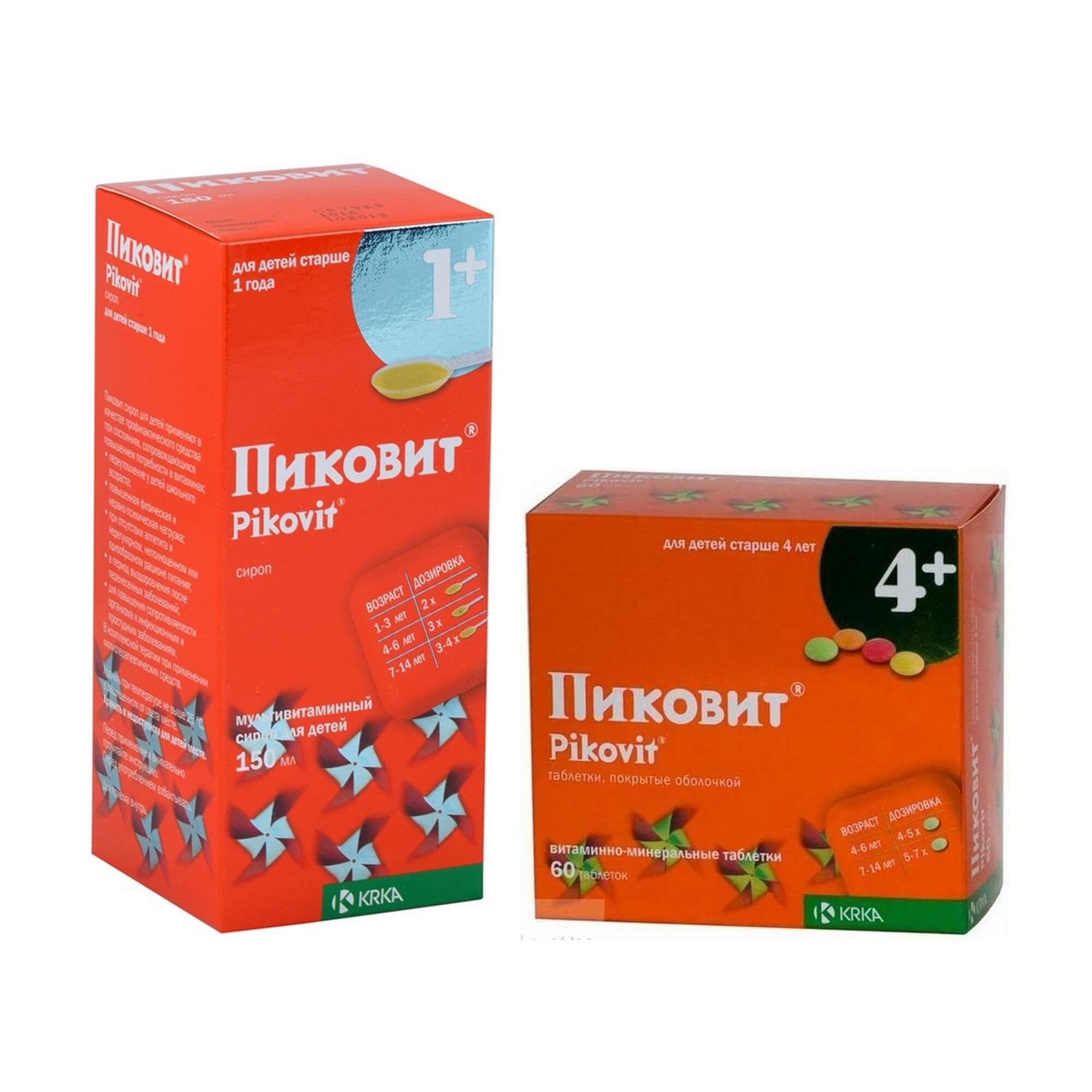 Изображение товара Комплект витаминов Пиковит для детей 1 года и старше с таблетками и сиропом
