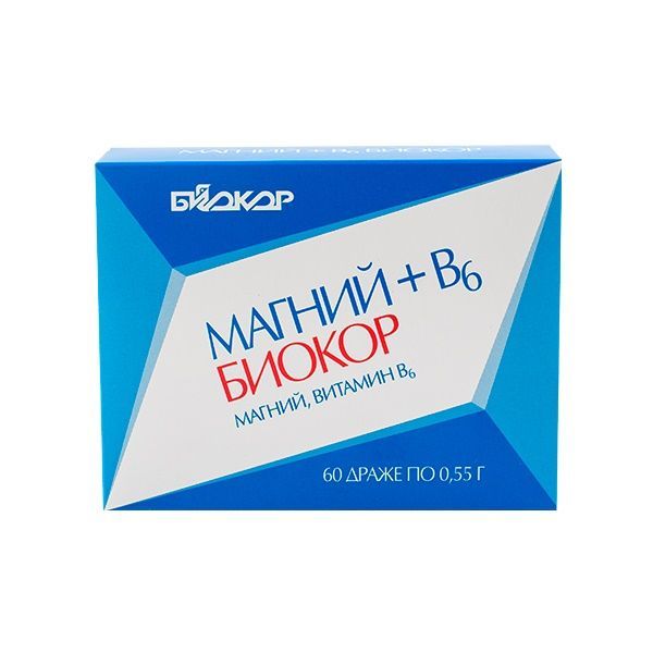 Изображение товара Магний+В6 Биокор драже 0,55г 60шт