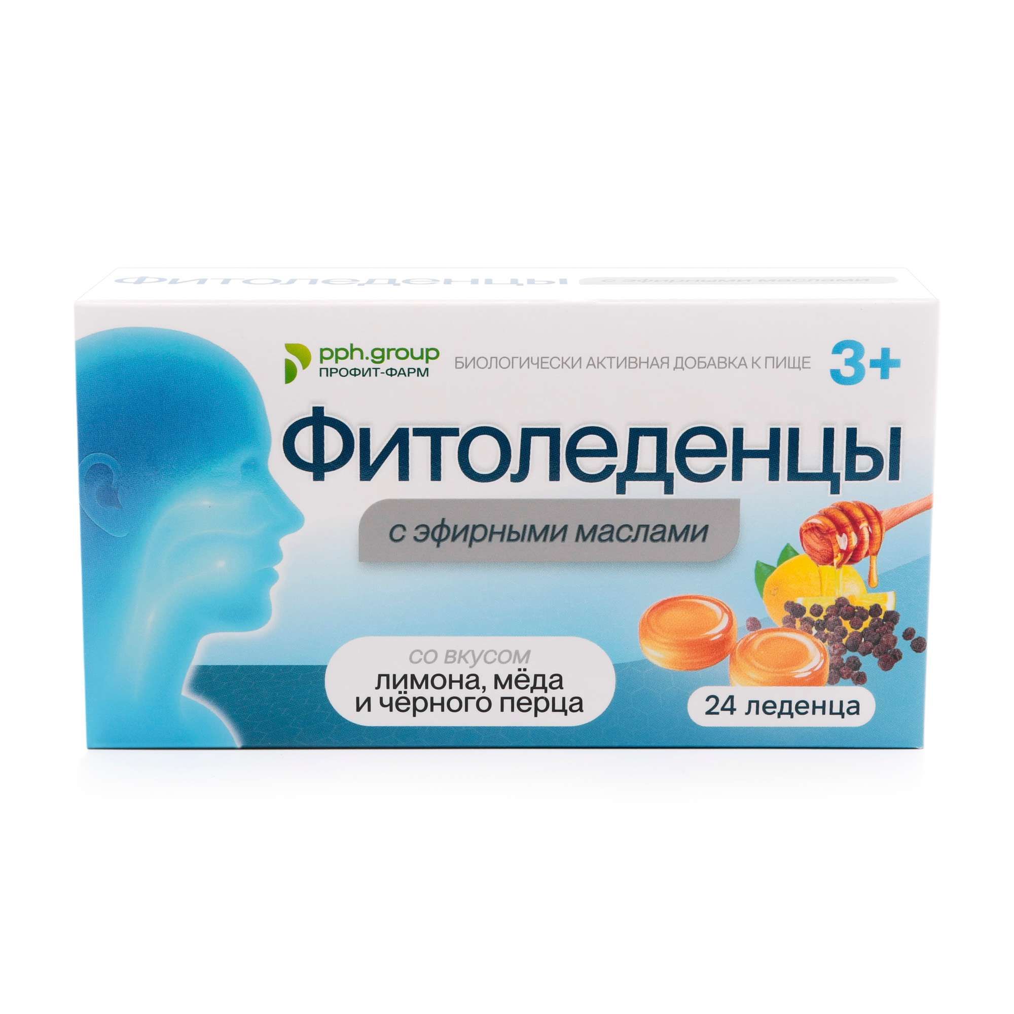 Изображение товара Фитоледенцы с эфирными маслами вкус лимона, меда и черного переца c 3 лет 3250мг 24шт