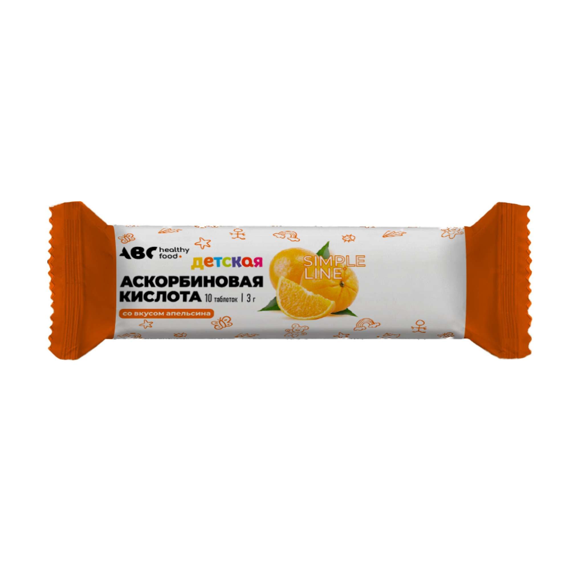 Изображение товара Аскорбинка для детей с 3 лет вкус апельсина ABC Healthy Food таблетки 3г 10шт