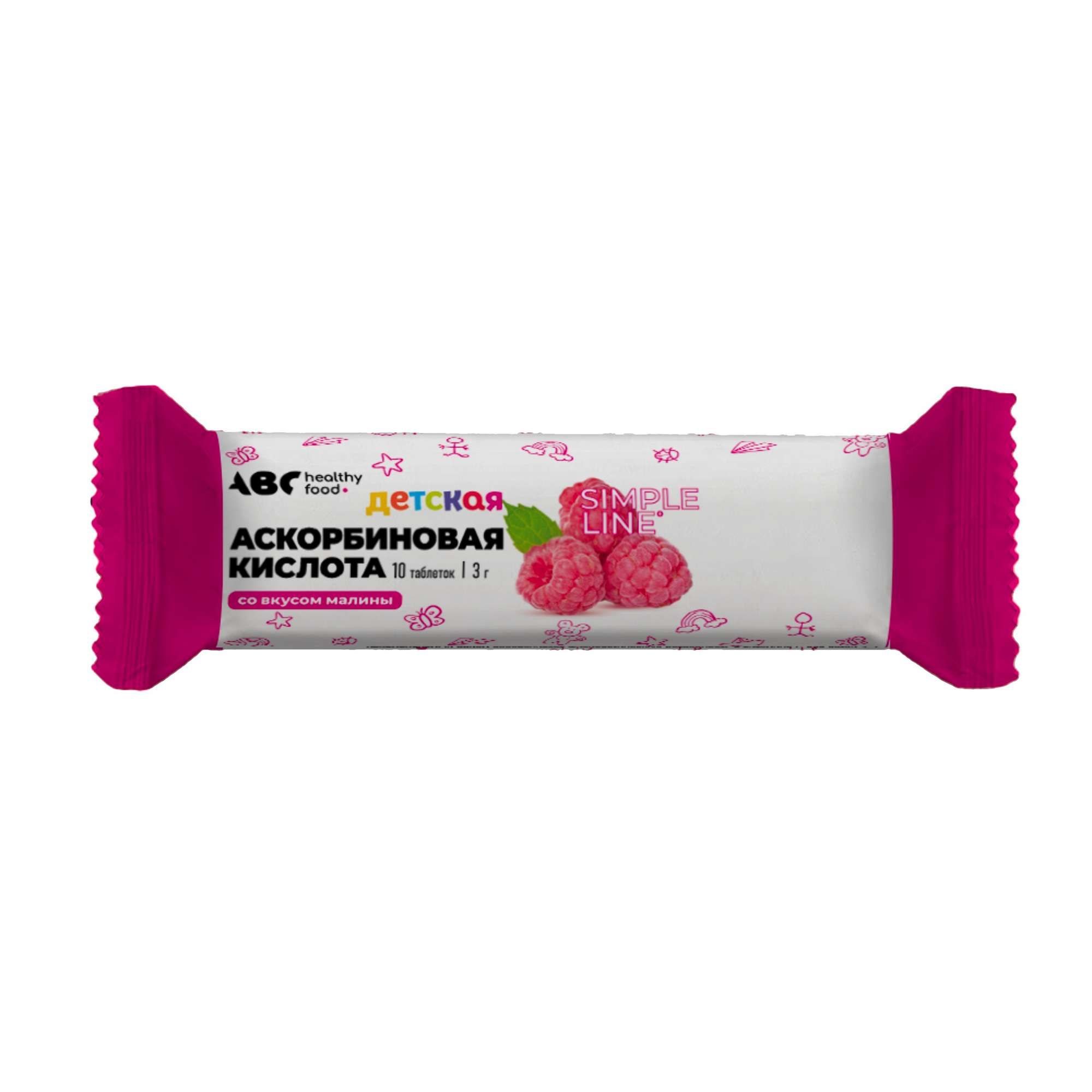 Изображение товара Аскорбинка для детей с 3 лет вкус малины ABC Healthy Food таблетки 3г 10шт