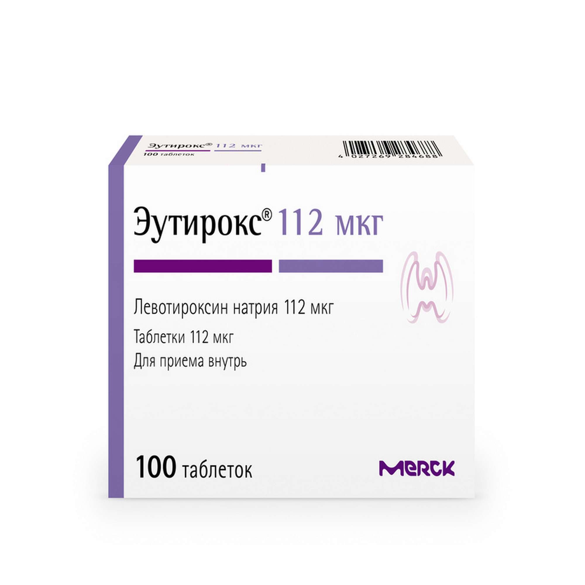 Изображение товара Эутирокс таблетки 112мкг 100шт для лечения щитовидной железы