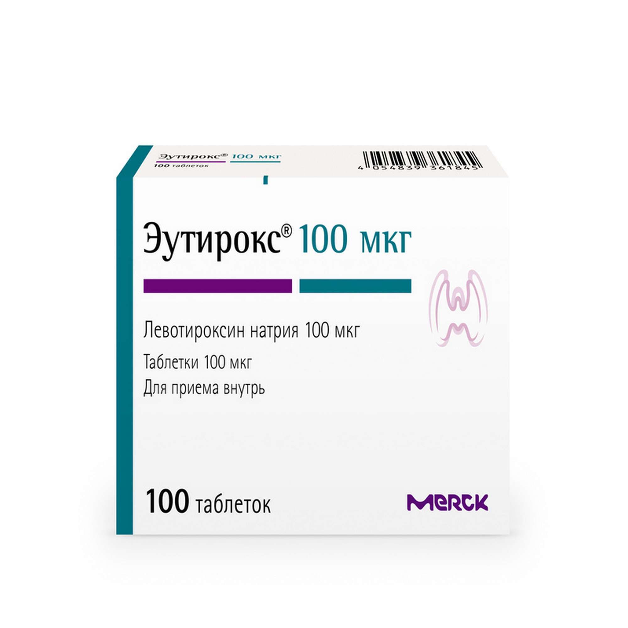 Изображение товара Эутирокс таблетки 100мкг 100 шт для терапии щитовидной железы