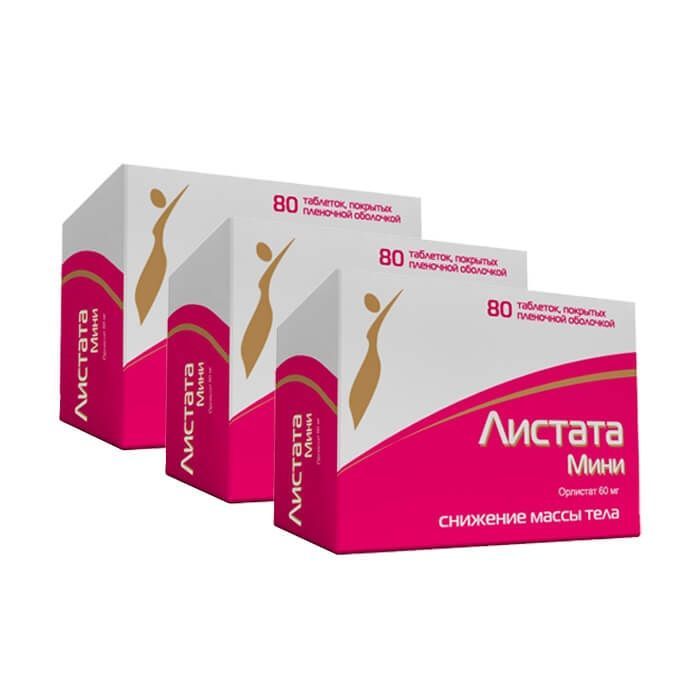 Изображение товара 3Х Листата мини таблетки п/о 60мг для снижения веса, 80 штук