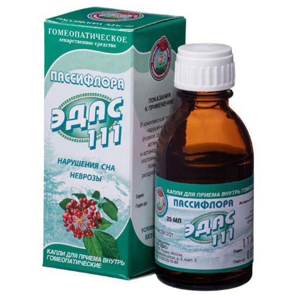 Изображение товара Гомеопатические капли Эдас-111 Пассифлора 25мл для сна и нервной системы