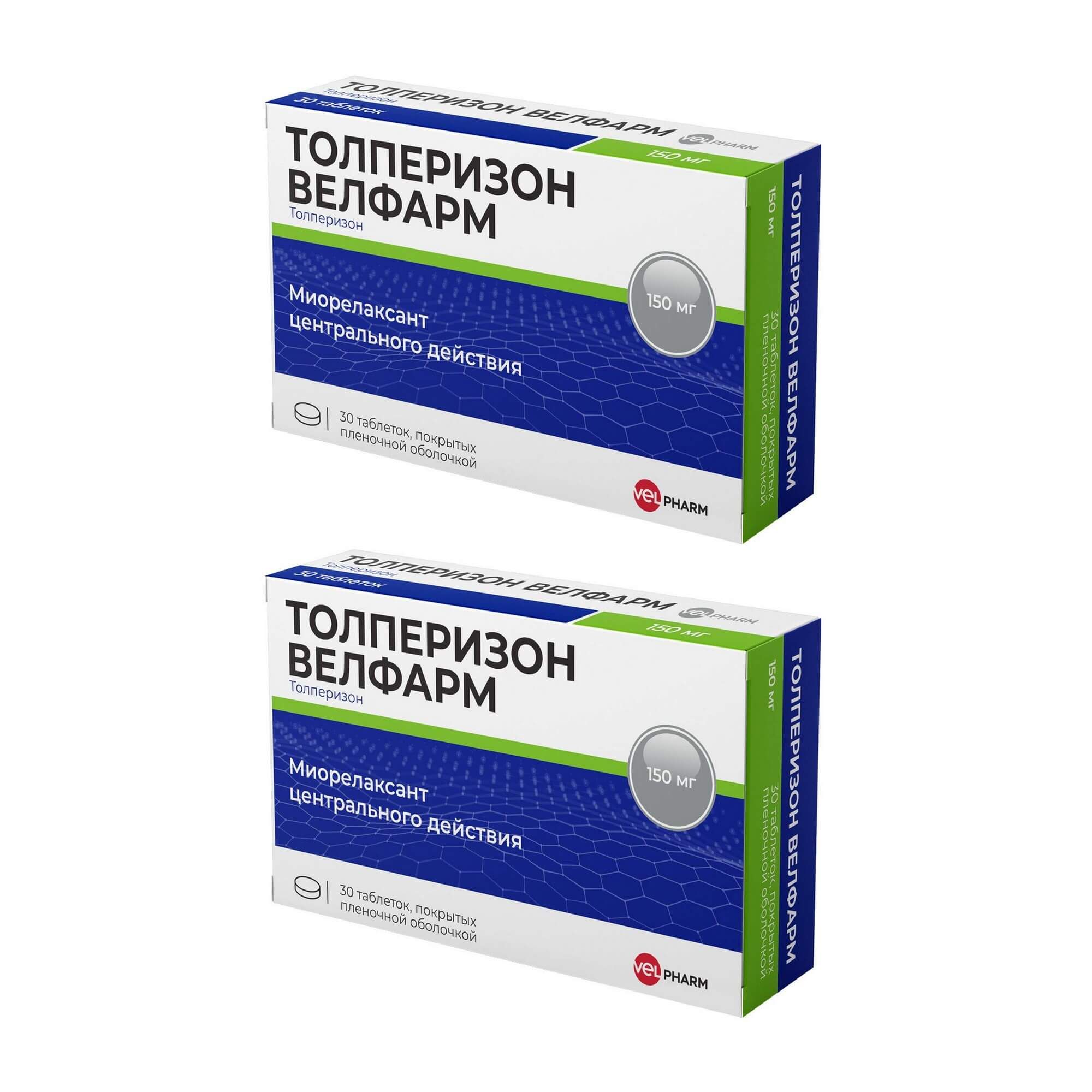 Изображение товара 2Х Толперизон Велфарм таблетки п/о плен. 150мг 30шт