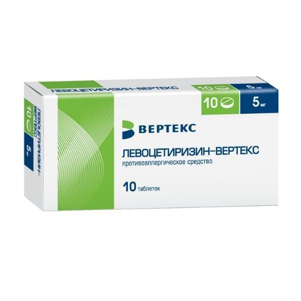 Изображение товара Левоцетиризин-Вертекс таблетки п/о плён. 5мг 10шт