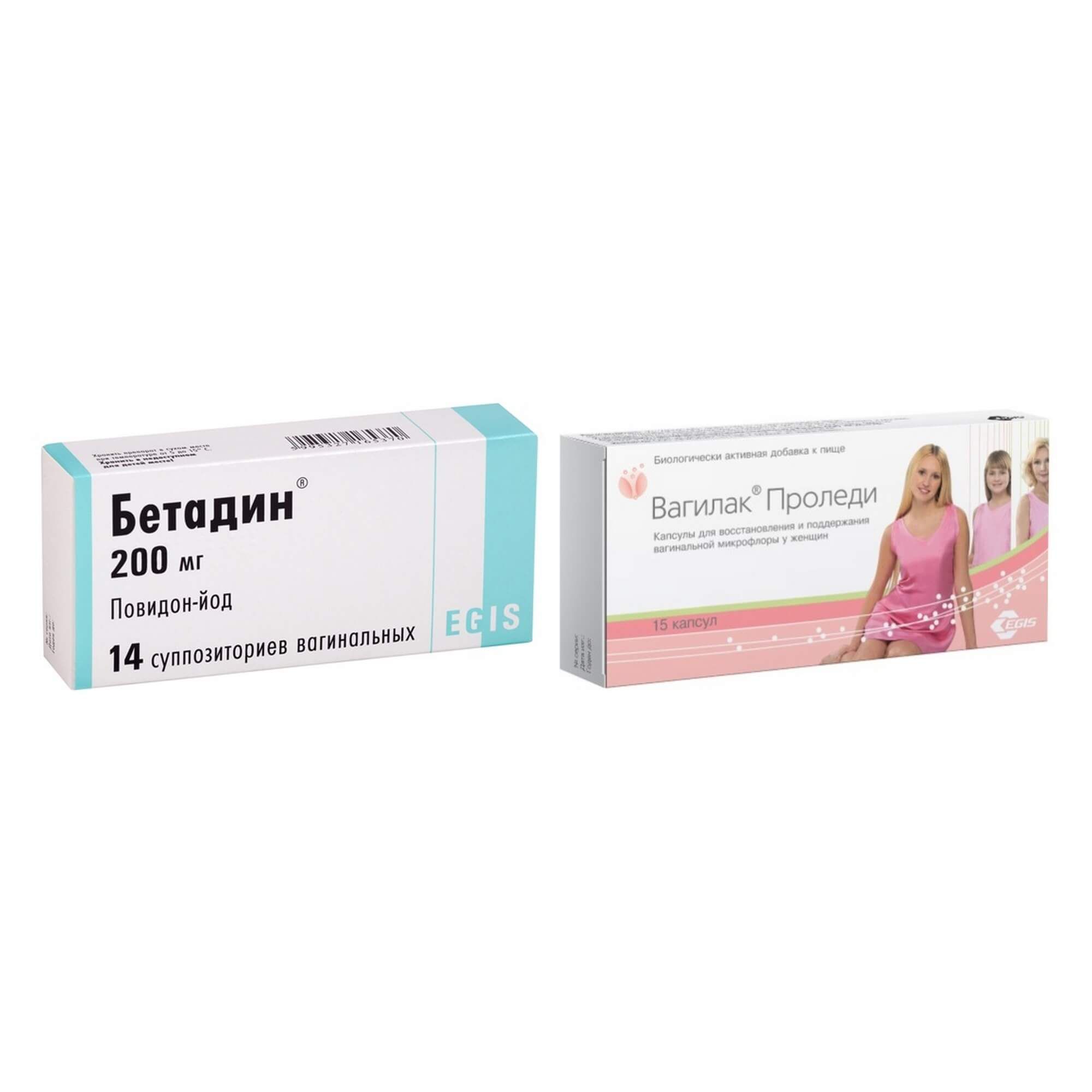 Изображение товара 1X Бетадин суппозитории вагинальные 200мг 14шт + 1X Вагилак Проледи капсулы 227мг 15шт