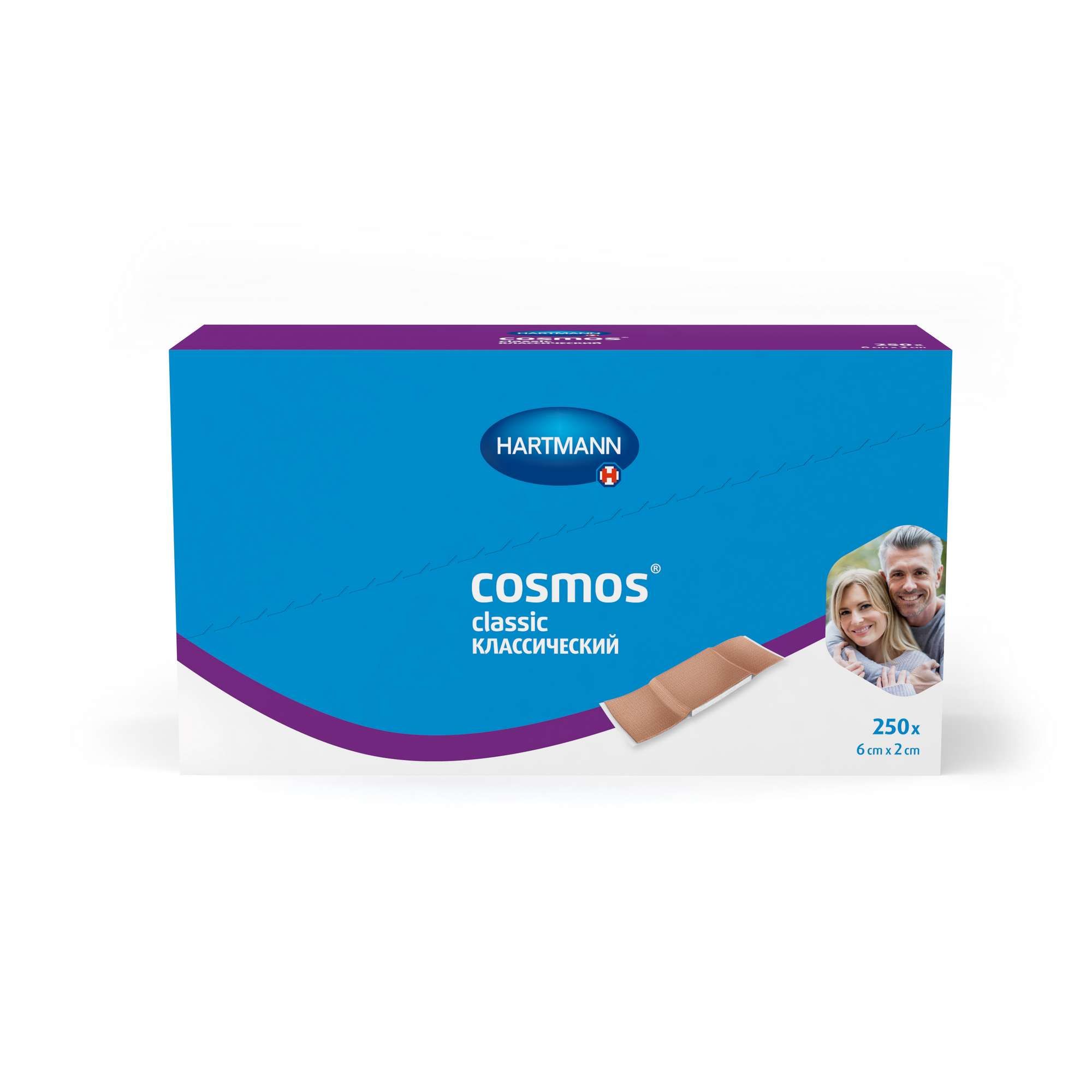 Изображение товара Пластырь нестерильный Classic Cosmos/Космос 6х2см 250шт