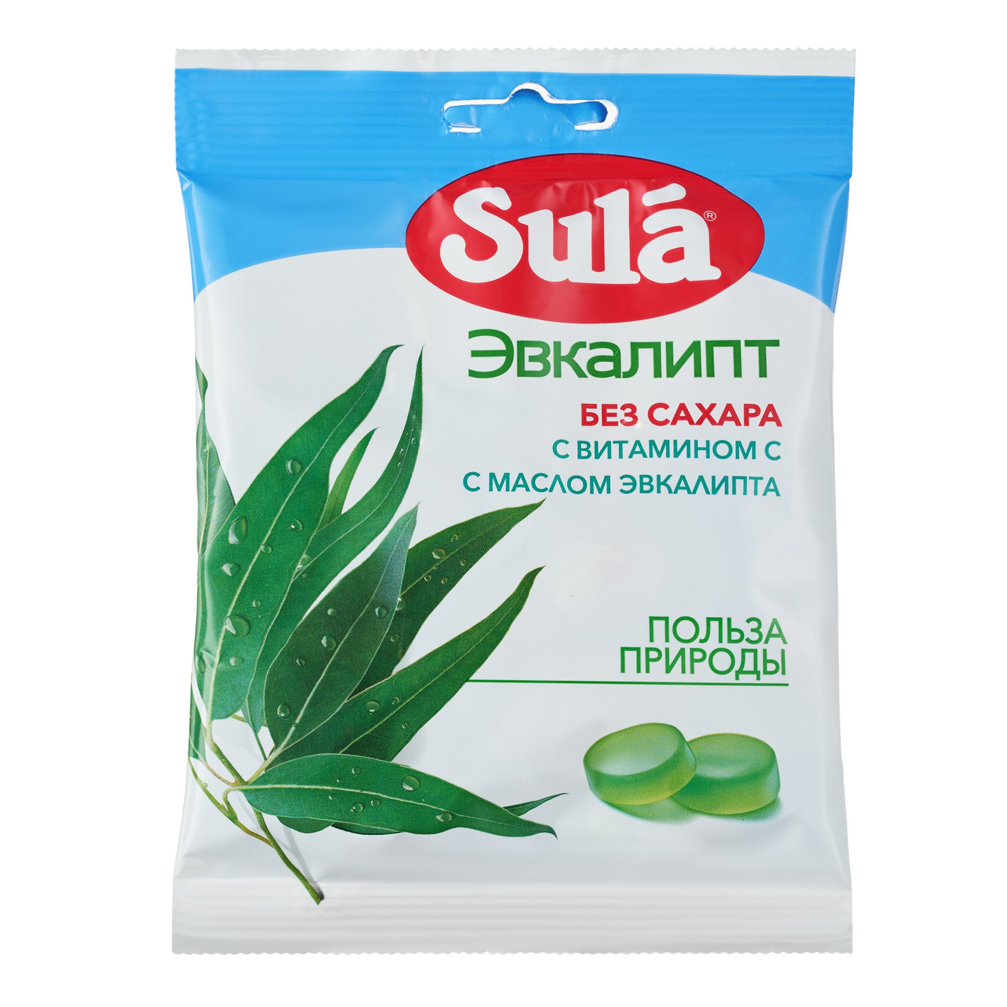 Изображение товара Леденцы фруктовые с витамином С эвкалипт без сахара Sula/Сула 60г