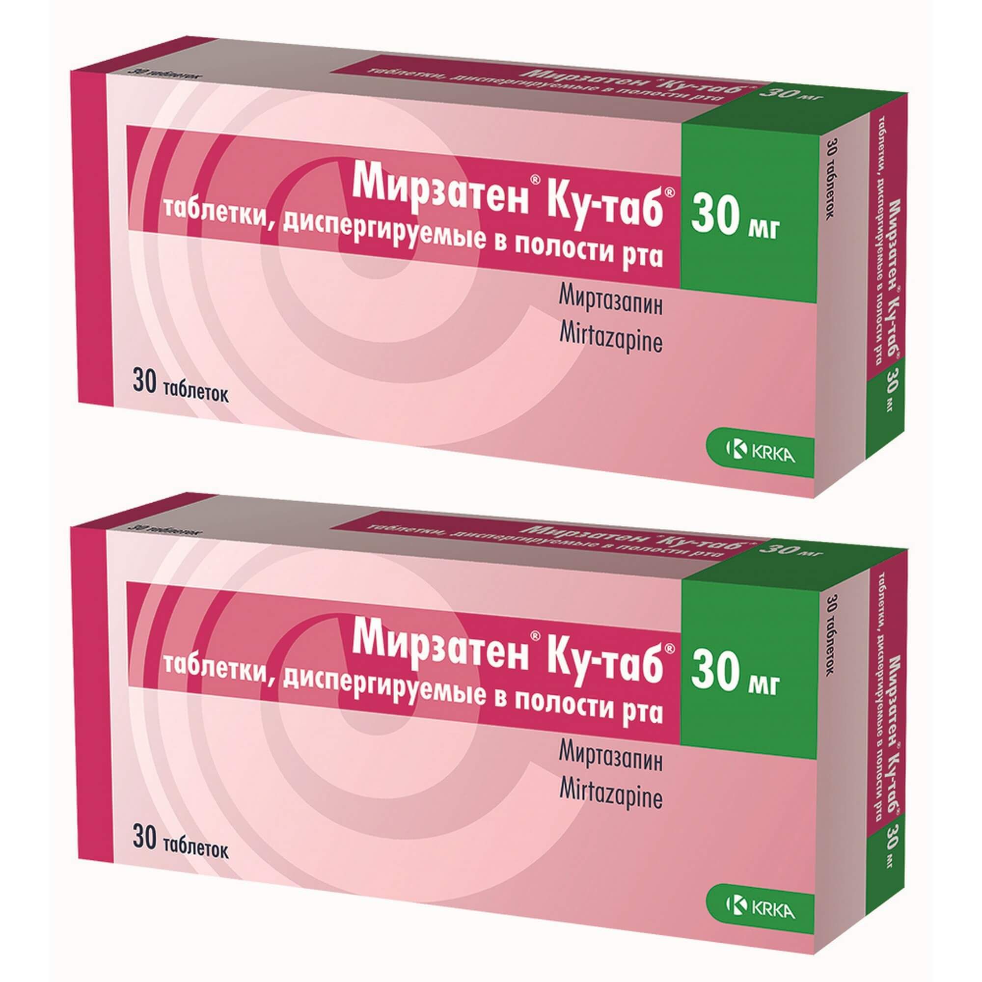 Изображение товара 2Х Мирзатен Ку-таб таблетки, диспергируемые в полости рта 30мг 30шт