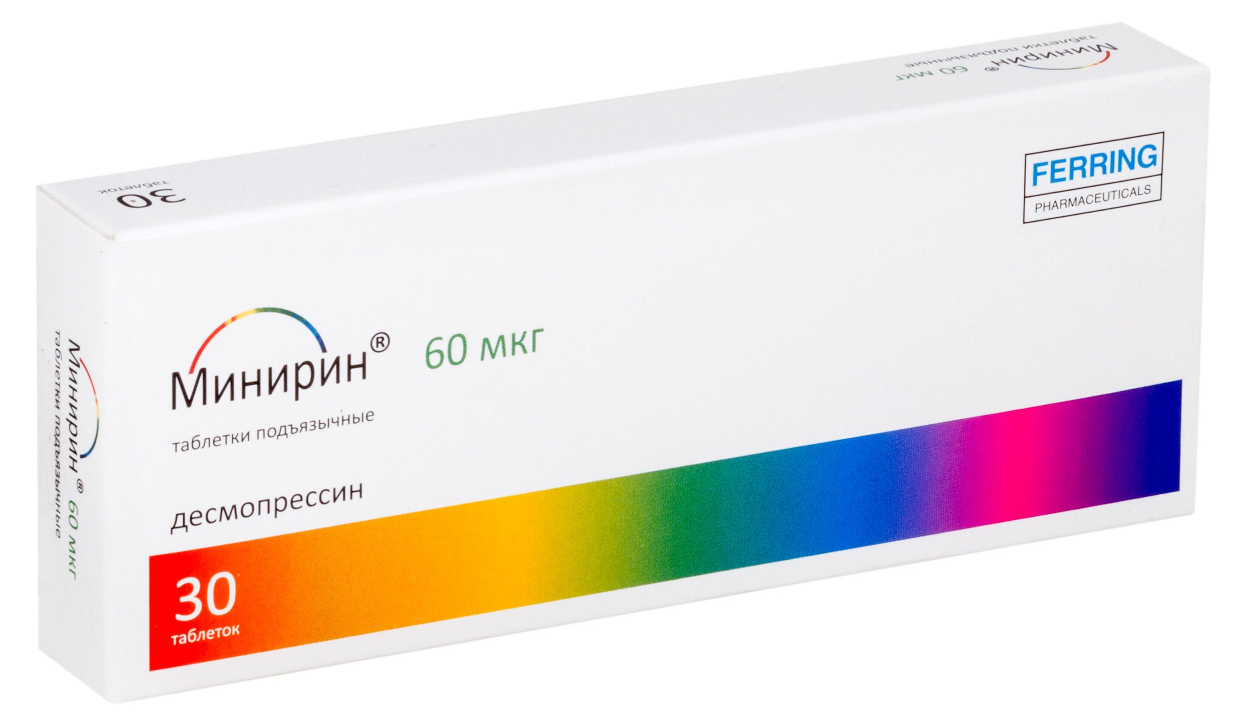 Изображение товара Минирин Мелт Таблетки-лиофилизат 60мкг для лечения несахарного диабета и других состояний