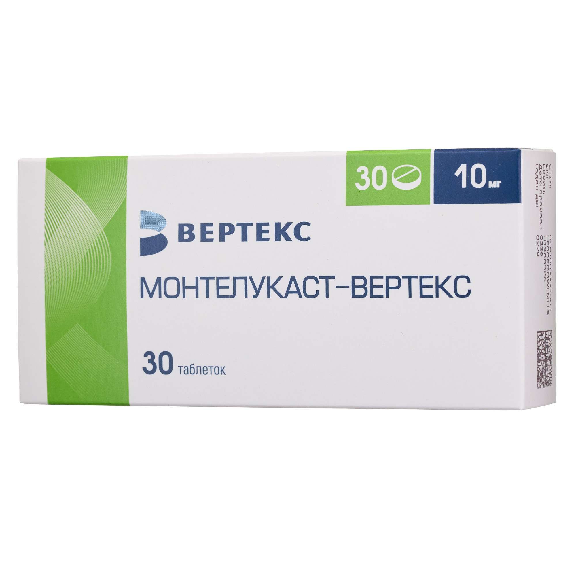 Изображение товара Монтелукаст Вертекс 10 мг таблетки 30 шт для лечения бронхиальной астмы и аллергий Изображение товара Монтелукаст Вертекс 10 мг таблетки 30 шт для лечения бронхиальной астмы и аллергий