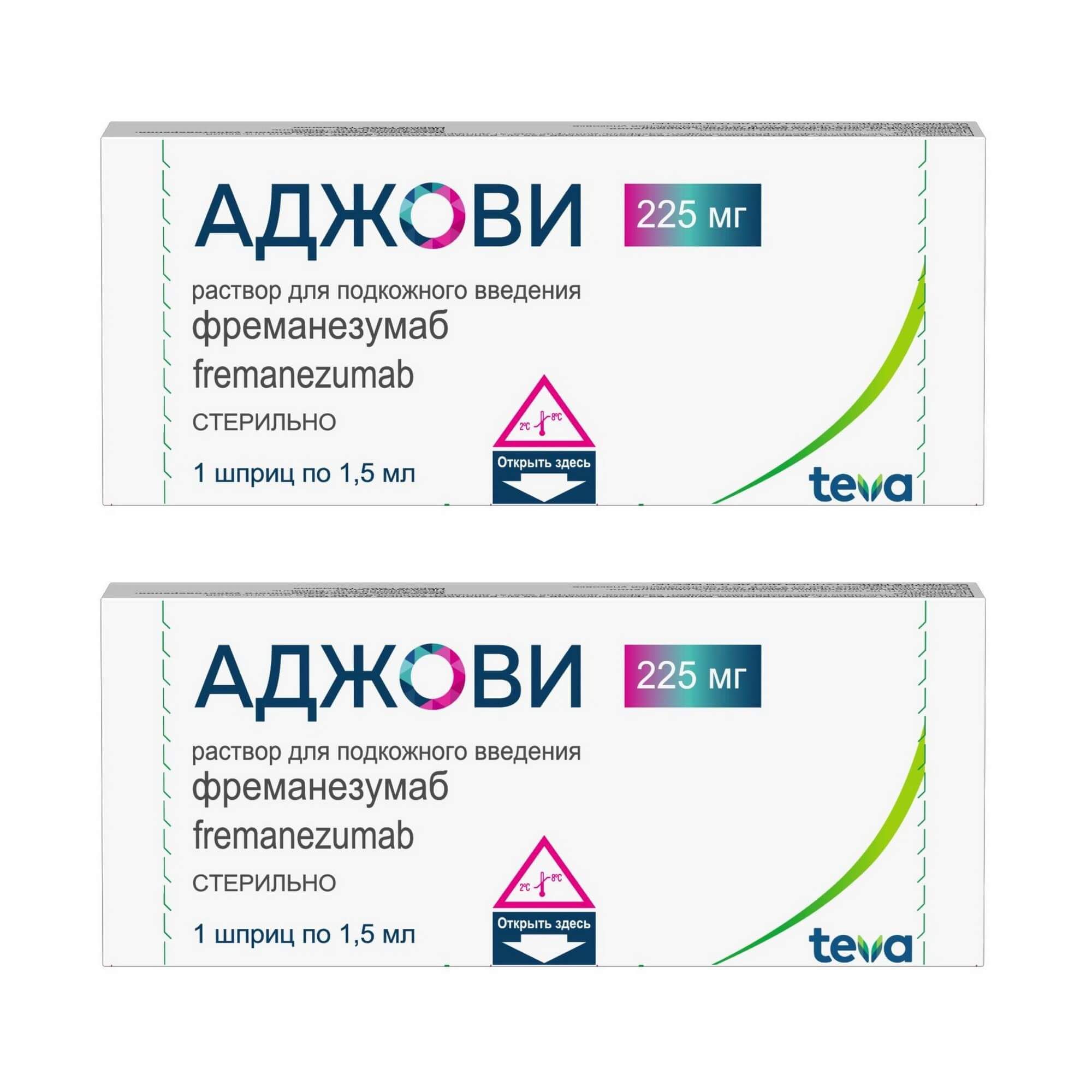 Изображение товара 2Х Аджови раствор для подкожного введения шприц 225мг 1,5мл