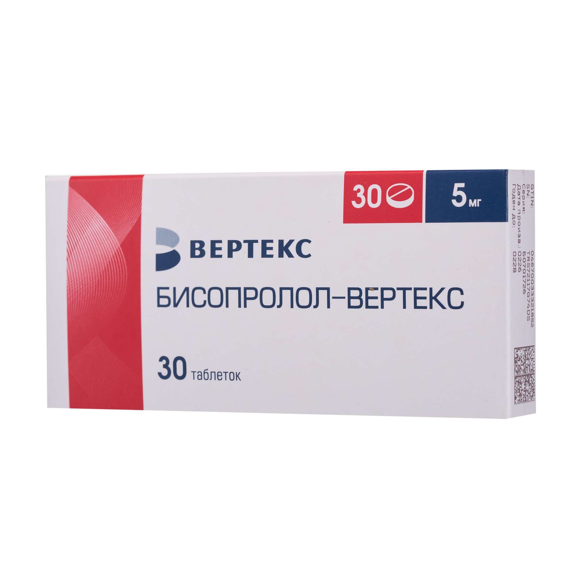 Изображение товара Бисопролол-Вертекс таблетки 5мг 30шт для лечения гипертензии Изображение товара Бисопролол-Вертекс таблетки 5мг 30шт для лечения гипертензии