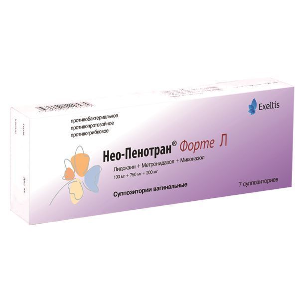 Изображение товара Нео-Пенотран Форте Л суппозитории вагинальные 100мг+750мг+200мг 7шт