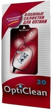 Изображение товара Салфетки влажные для оптики OptiClean/Оптиклин 20шт