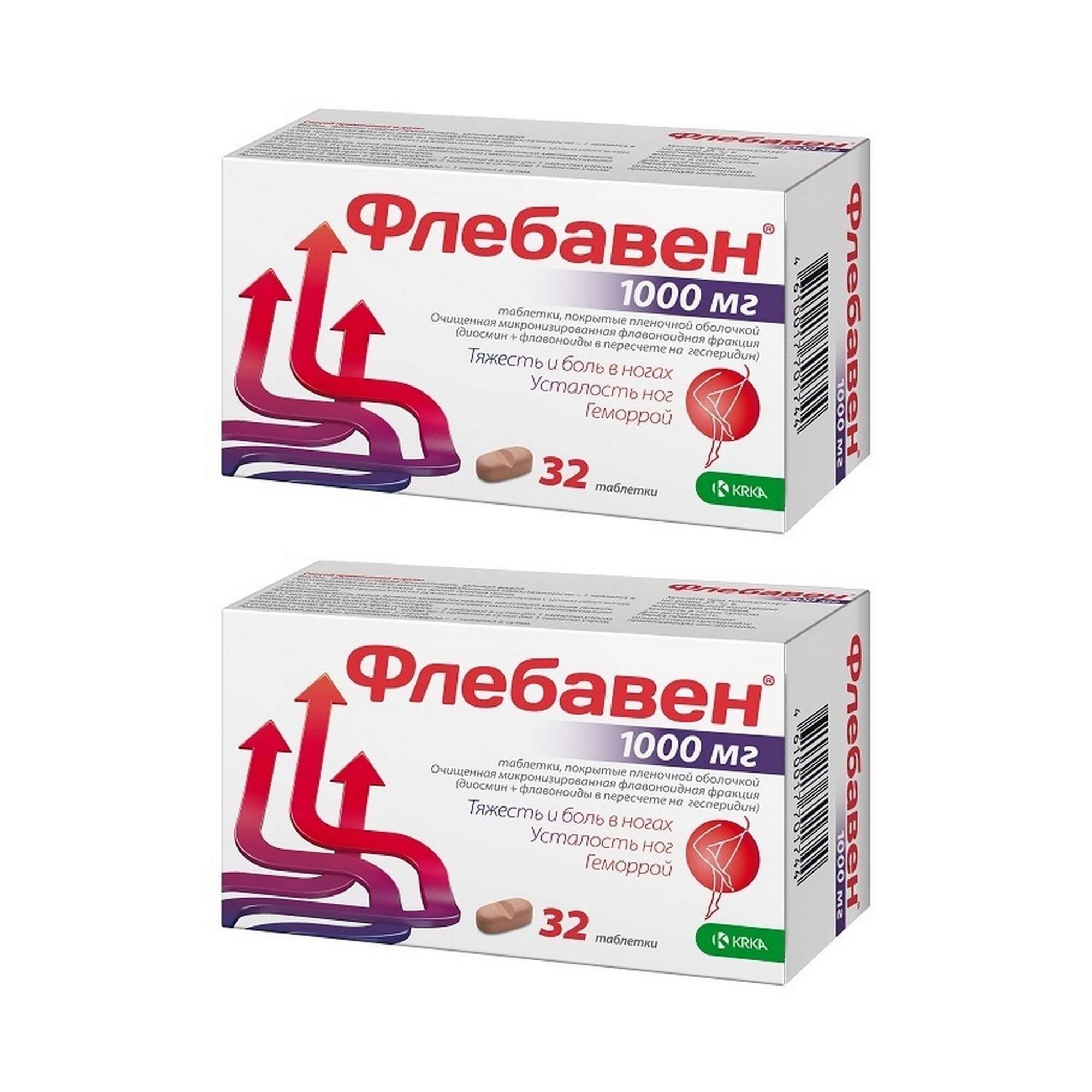 Изображение товара 2Х Флебавен таблетки п/о плен. 1000мг 32шт