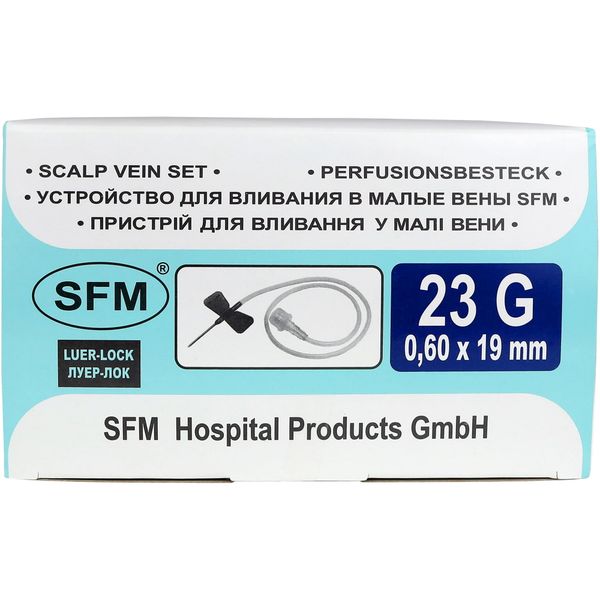 Катетер для вливания в малые вены игла-бабочка стерильный 23G SFM 0,6х19мм 100шт фото №3