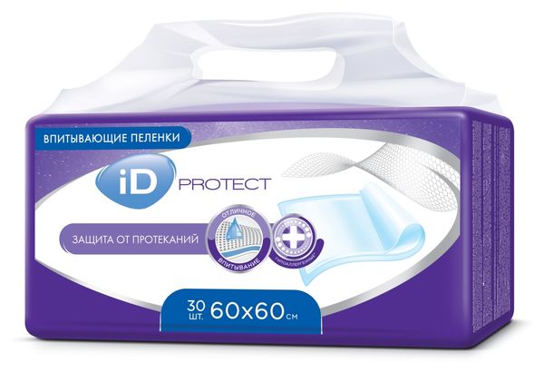 Пеленки медицинские одноразовые впитывающие Protect iD/айДи 60х60см 30шт