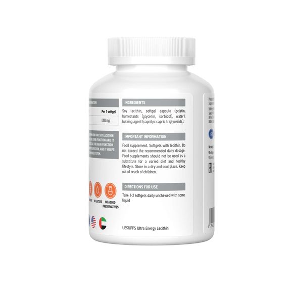 Лецитин UltraSupps/Ультрасаппс капсулы мягкие 1850мг 90шт фото №2