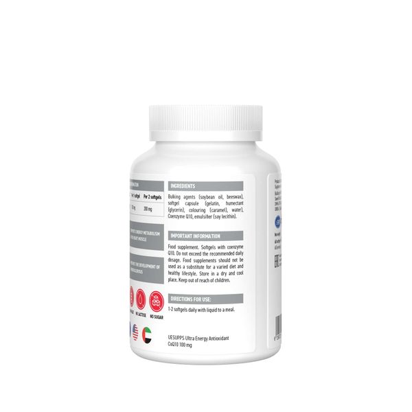 Коэнзим Q10 антиоксидант 100мг UltraSupps/Ультрасаппс капсулы мягкие 380мг 60шт фото №2