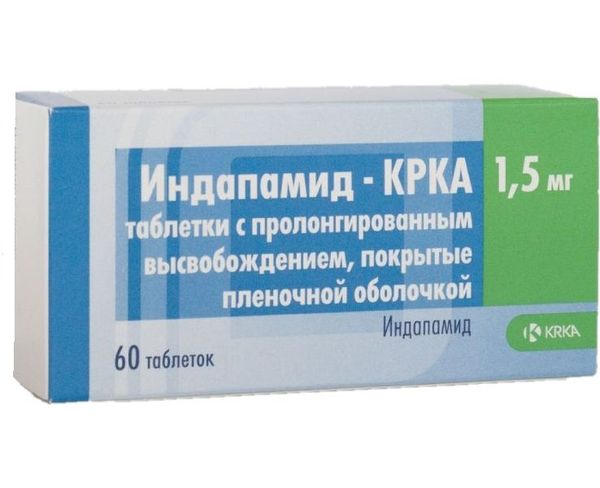Индапамид-КРКА таблетки с пролонг. высвобожд. п/о плен. 1,5мг 60шт