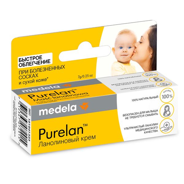 Крем для ухода за сосками кормящих мам и сухой кожей ланолиновый Purelan Medela/Медела 7г фото №2