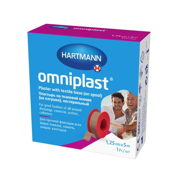 Пластырь из текстильной ткани телесный Omniplast/Омнипласт 5м х 1,25см фото №2 Пластырь из текстильной ткани телесный Omniplast/Омнипласт 5м х 1,25см фото №2