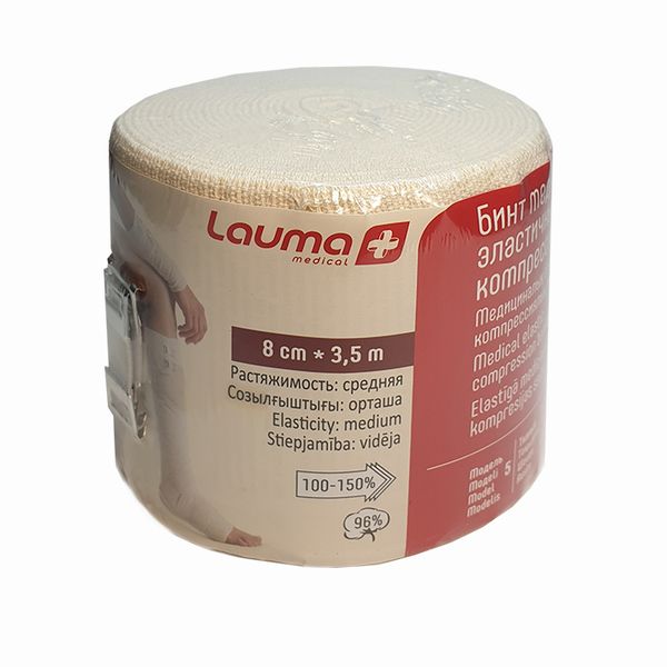 Бинт эластичный средней растяжимости модель 5 Lauma/Лаума 8см х 3,5м фото №6