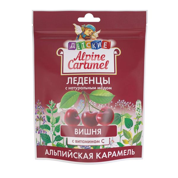Альпийская карамель детская с натуральным медом и витамином С вкус вишни Alpine Caramel леденцы пак. 75г Альпийская карамель детская с натуральным медом и витамином С вкус вишни Alpine Caramel леденцы пак. 75г