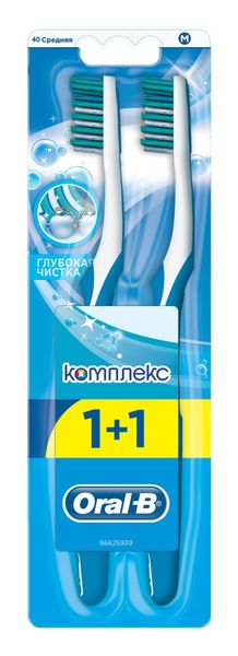 Щетка зубная средней жесткости комплекс глубокая чистка 40 Oral-B/Орал-би 1шт+1шт