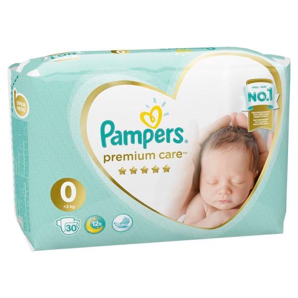 Подгузники детские одноразовые Premium Care Pampers/Памперс 0-3кг 30шт фото №2