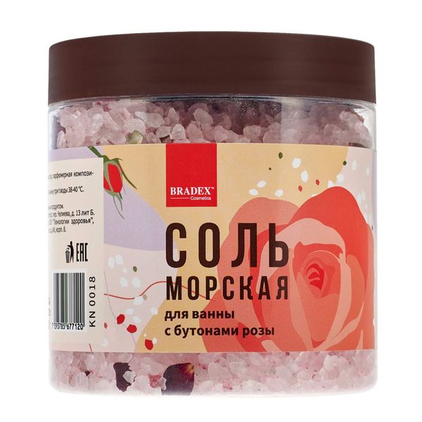 Соль морская для ванны с бутонами розы Cosmetics Bradex/Брадекс 600г фото №5